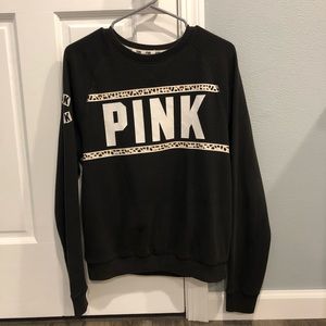 PINK Black Crewneck